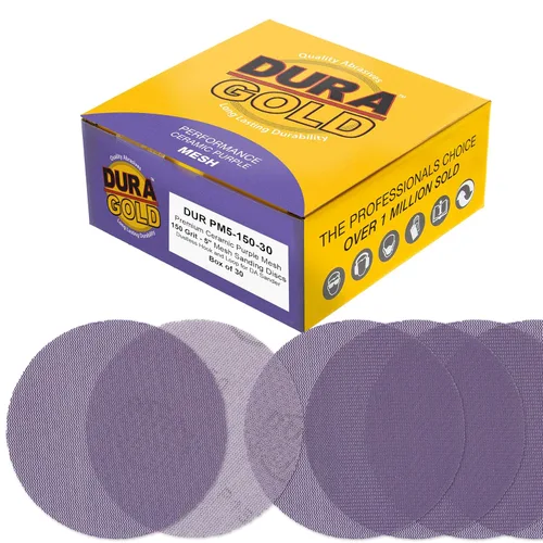 Miniatura 15 de Dura-Gold Discos de lijado de malla de cerámica púrpura de grano 180 de 5 pulgadas, caja de 30 – Papel de lija sin polvo con respaldo de gancho