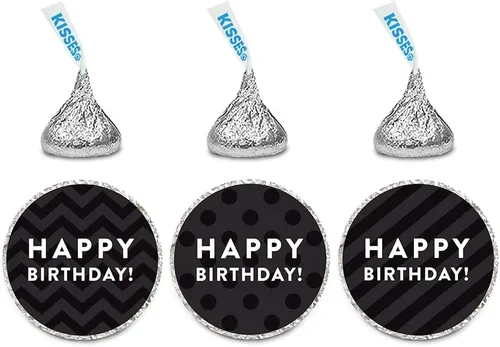 Miniatura 14 de Andaz Press Trío de etiquetas de gotas de chocolate, feliz cumpleaños, lunares, cheurón, rayas, aguamarina, paquete de 216, se adapta a recuerdos
