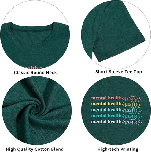 Miniatura 6 de KIDDAD Mental Health Matters - Camiseta de terapeuta para mujer, camiseta casual de manga corta para psicólogo