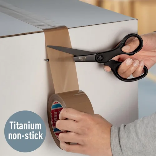 Miniatura 2 de Leitz Tijeras de titanio, para diestros o zurdos (ambidiestros), 8.071 in, antiadherentes, papelería de oficina, mango ergonómico, color negro