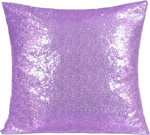Miniatura 20 de Poise3EHome Fundas de almohada decorativas de 18 x 18 pulgadas, color rosa fucsia con lentejuelas, para sofá, cama, sala de estar, Navidad