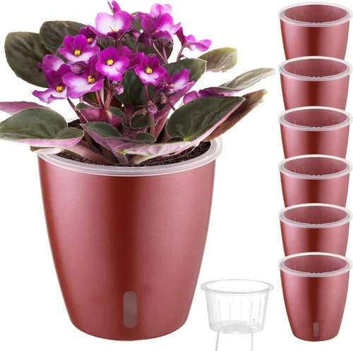 Miniatura 16 de Macetas de riego automático para plantas de interior, paquete de 16 macetas de riego automático con orificios de drenaje, macetas pequeñas