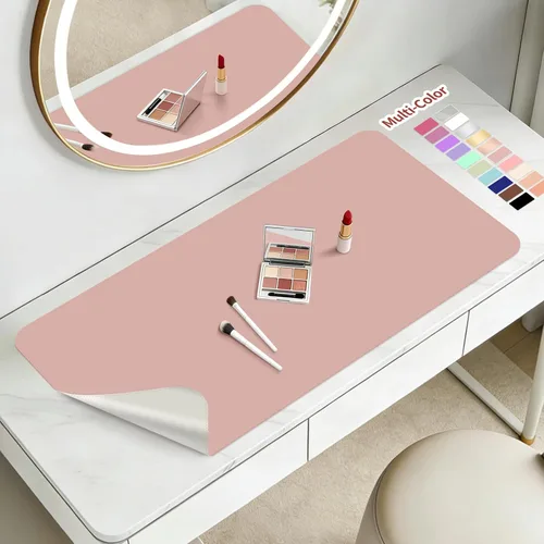 Miniatura 10 de Alfombrilla de maquillaje para tocador para proteger la parte superior del escritorio de 23.6 x 11.8 pulgadas, tapete de maquillaje de doble cara