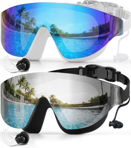 Miniatura 15 de Zoomsnail Swim Goggles 2 Pack, Rimless Wide View Swimming Goggles for Adult, Anti-Fog UV Leaking Pool Goggles for Men Women Azul y rosa