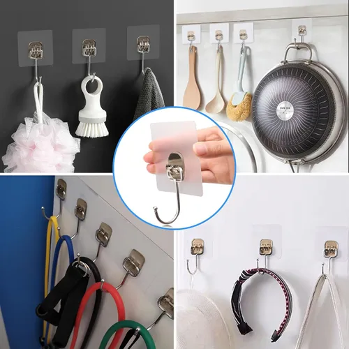 Miniatura 2 de Antimbee Paquete de 10 ganchos adhesivos grandes, colgadores de corona, ganchos adhesivos resistentes de 37 libras (máx.), gancho de pared adhesivo