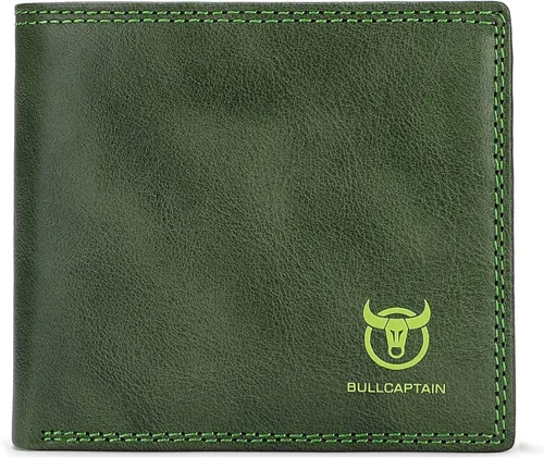 Miniatura 114 de LUKZIJAES Billetera de cuero genuino para hombre, con bloqueo RFID, delgada, plegable, bolsillo frontal, #3-Café, Vintage