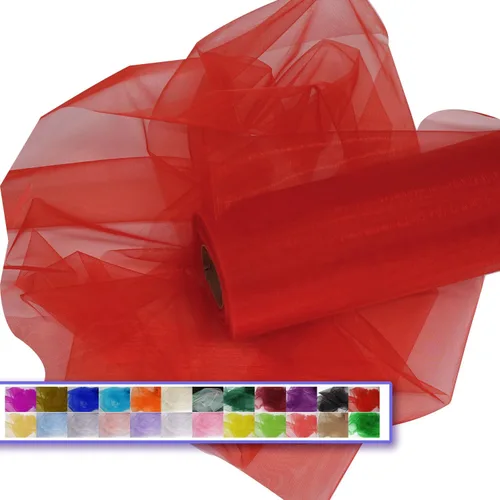 Miniatura 10 de Rollos de tela de tul de organza, organza cristal de 12" por 50 yardas (150 pies), carrete de malla de nailon transparente sedoso y brillante