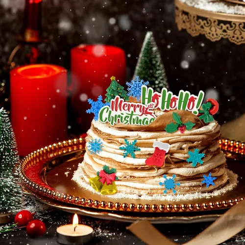 Miniatura 6 de Whaline 3 moldes de silicona para fondant de Feliz Navidad, diseño de copos de nieve rosados, con palabras bendecidas, alegría, acebo, Jolly