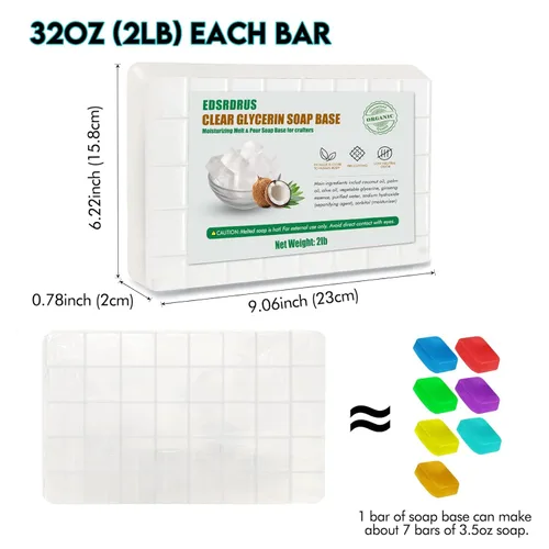 Miniatura 8 de EDSRDRUS Base de jabón de glicerina sin perfume de 4 libras, base de jabón hidratante hecha a mano para manualidades, glicerina vegetal y aceite