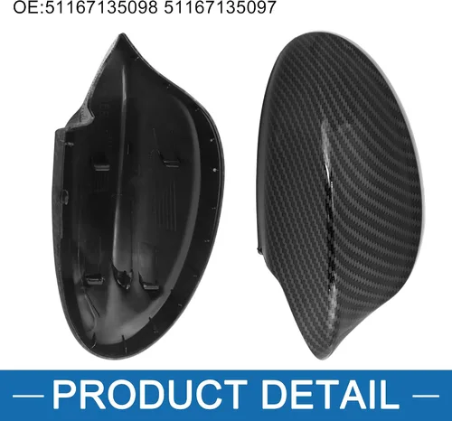 Miniatura 5 de Cubierta del espejo retrovisor 51167135098 51167135097 para BMW 328xi 2007-2008 plástico negro (juego de 2)