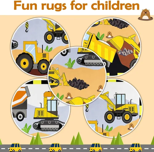 Miniatura 4 de Alfombras de construcción para habitación de niños de 2 x 3 pies, alfombra de juego para autos y camiones, alfombra de coche para niños, alfombra