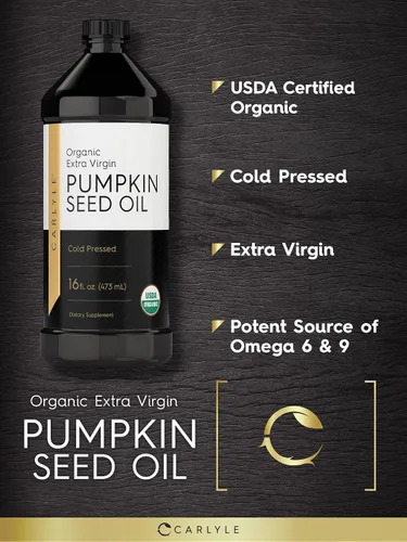 Miniatura 3 de Carlyle- Aceite de semilla de calabaza, 16 onzas, orgánico prensado en frío, 100 % puro, extravirgen vegetariano, sin transgénicos, sin gluten