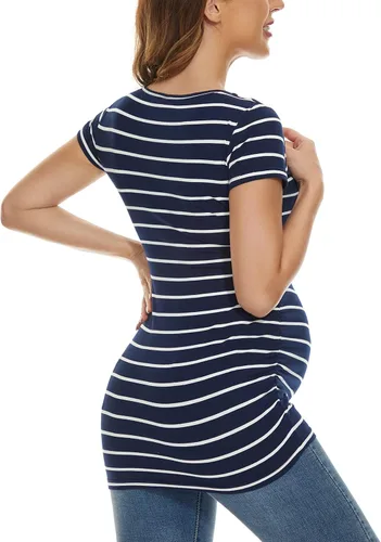 Miniatura 6 de Glampunch Camisas de maternidad para mujer, manga corta y larga, con lazo frontal, tops de maternidad