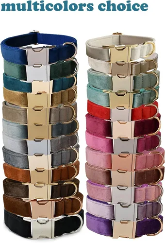 Miniatura 6 de Love Dream Juego de collar y correa de terciopelo para perro, suave y cómodo, correa ajustable y collar con hebilla de metal resistente para perros