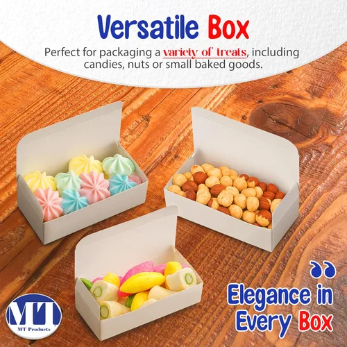 Miniatura 7 de MT Products Caja de regalo de dulces y chocolate, 20 piezas, caja de dulce de azúcar blanca extra pequeña, tamaño de 5 x 2 1/4 x 1 1/4