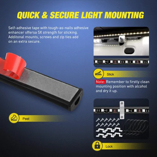 Miniatura 4 de Nilight - TL-31 Kit de tira de luz RGB de 60 pulgadas para caja de camión, 180 LED, control remoto RF con interruptor de encendido y apagado