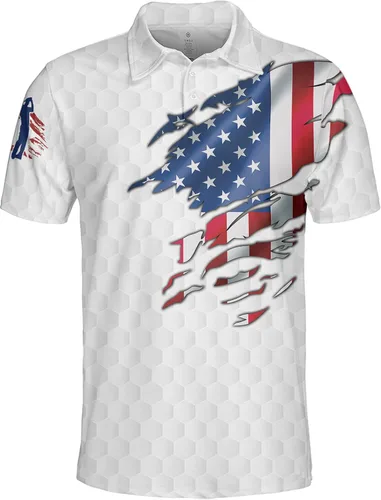 PAGYMO Camisas de golf para hombre, divertidas camisas de golf para hombres, camisas polo hawaianas para hombres, camisa patriótica con estampado