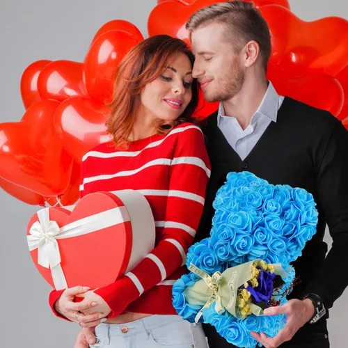 Miniatura 4 de Regalos de San Valentín para ella, oso de rosas para mujer, ramo de cumpleaños de oso de peluche de rosas artificiales, regalo de rosas para el día