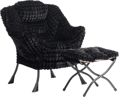 Miniatura 48 de HollyHOME - Silla perezosa con reposabrazos y bolsillo lateral, cómoda silla de sala de acento, sofá de ocio para sala de estar, recámara