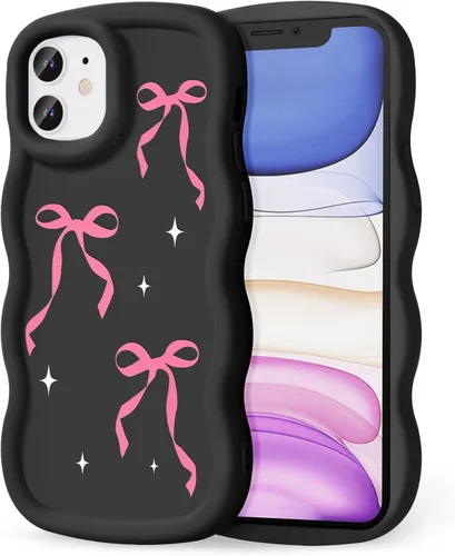 Miniatura 260 de Compatible con iPhone SE/8/7 Funda para Mujeres y Niñas, Marco Ondulado Rizado con Patrón Lindo, Estética Delgada Suave Silicona TPU Parachoques