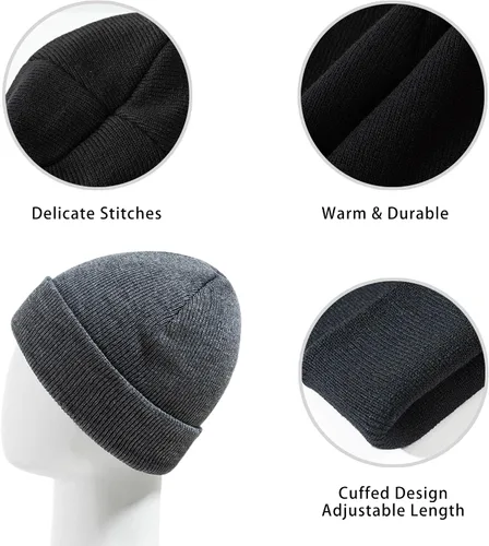 Miniatura 21 de UTTPLL Gorros de punto cálidos para bebé, gorro grueso y suave para niño y niña, gorro acanalado con puños para niños y niñas
