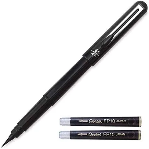 Miniatura 2 de Pentel Arts Bolígrafo de Pincel Portátil de Bolsillo (Punta Media), 1 Bolígrafo de Pincel y 2 Recambios