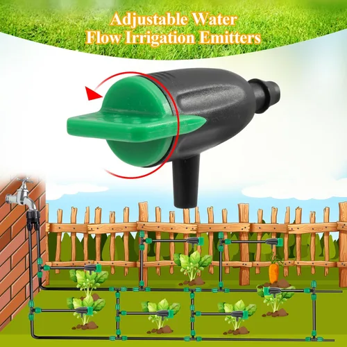 Miniatura 4 de Gotero de riego ajustable de flujo de agua con 30 emisores de goteo de riego, estacas de soporte, sistema de riego gotero para jardín, césped