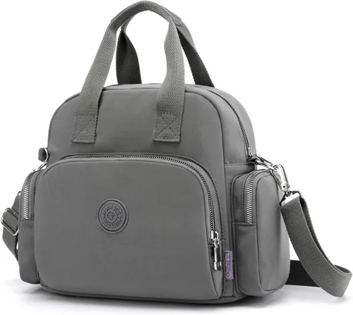 Miniatura 9 de PORRASSO Mochila para mujer, bolso de hombro multifuncional con puerto de carga USB, bolso cruzado de nailon para trabajo, viajes, citas, negro