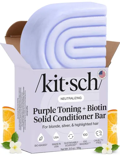 Miniatura 10 de Kitsch Acondicionador tonificante morado para rubios y cabello teñido - Barra de acondicionador para mujeres y hombres - Con biotina para fortalecer