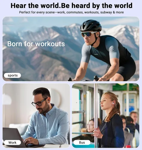 Miniatura 7 de Auriculares con clip, auriculares de oreja abierta inalámbricos Bluetooth 5.4, auriculares ligeros de oreja abierta con micrófono batería 59H