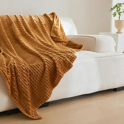 Miniatura 21 de Simple&Opulence Manta naranja quemada para sofá, manta supersuave y esponjosa para mujer, 50 x 60 pulgadas, acogedora y ligera manta de forro polar