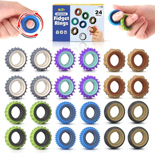 Miniatura 7 de Juguetes sensoriales para adultos, paquete de 12 anillos giratorios de textura, juguetes sensoriales para aliviar el estrés para niños con TDAH