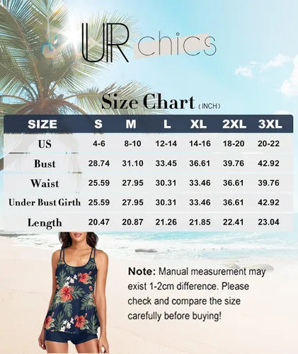 Miniatura 5 de Urchics - Traje de baño 2023, para mujer, tankini de dos piezas, con control de abdomen, camiseta fluida sin mangas, con short