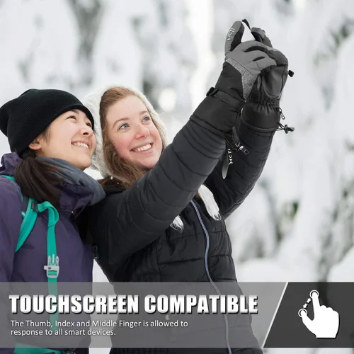 Miniatura 4 de MCTi Guantes de esquí, impermeables, para snowboard y nieve, 3M, Thinsulate, para clima frío, para mujer, para invierno, con pantalla táctil