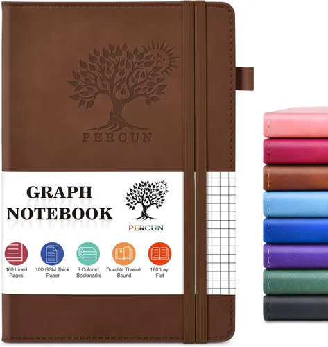 Miniatura 36 de PERCUN Cuaderno rayado para hombres y mujeres, 160 páginas con rayas universitarias para escribir, cuadernos A5 de cuero de tapa dura para el Marrón