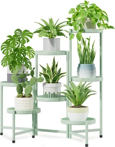 Miniatura 22 de iDavosic.ly Soporte grande para plantas de 6 niveles para interiores, 10 pulgadas de ancho de metal de esquina alta para múltiples plantas, estante