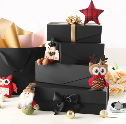 Miniatura 4 de JINMING 6 cajas de regalo con cinta de 9 x 6.5 x 3.8 pulgadas, cajas negras para regalos, cajas de propuesta de padrinos de boda para el día