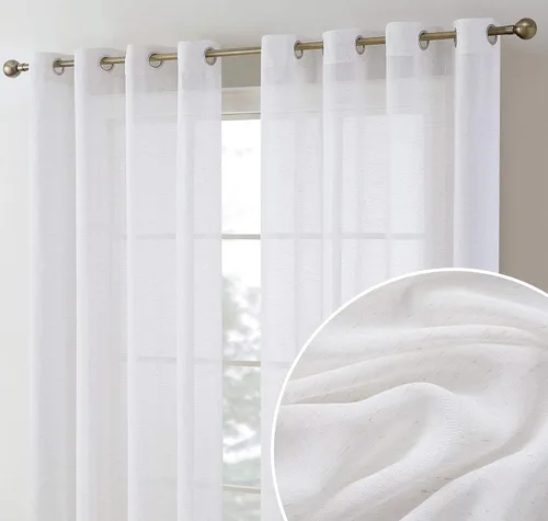 Miniatura 10 de HLC.ME Sierra Linen - Cortinas de lino sintético con textura semitransparentes que mantienen la privacidad y filtran la luz solar, con ojales, Azul