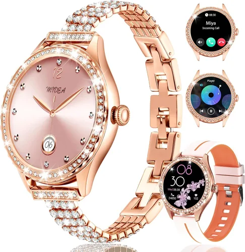 Reloj inteligente para mujer – Hacer/responder llamadas, reloj de fitness impermeable IP67 de 1.32 pulgadas con monitor de sueño de frecuencia