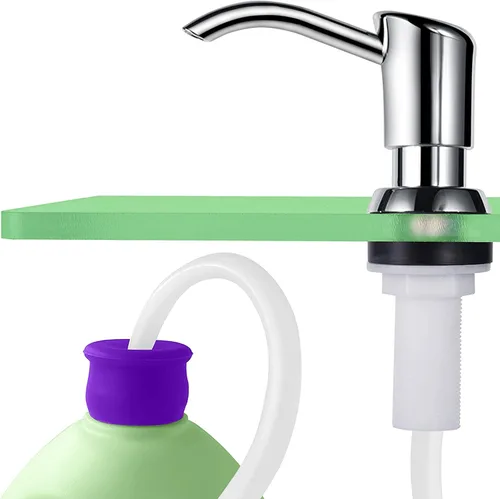 Miniatura 13 de GAGALIFE Dispensador de jabón empotrado en mostrador (níquel cepillado) para fregadero de cocina y kit de tubo de extensión, actualización