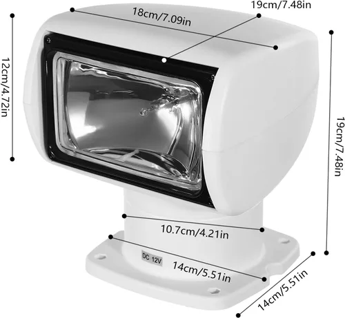 Miniatura 5 de Foco remoto, DC 12 V, 100 W, 2500 LM, 3200 K, reflector halógeno, foco de barco, luz marina, foco de luz para camión 72° arriba/abajo + rotación