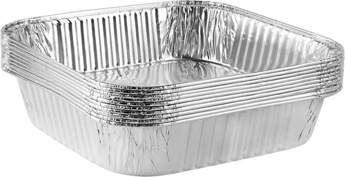 PLASTICPRO Moldes desechables cuadrados de papel de aluminio de 8'' x 8'' x 2'' pulgadas para hornear - Utensilios de repostería perfectos para