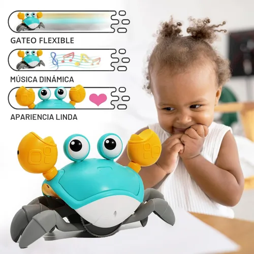 Miniatura 2 de Pbooo Juguete de Cangrejo que Gatea para Bebé, Juguete de Cangrejo Interactivo que Camina y Baila (Sensor Infrarrojo) 3-6 6-12 Meses, Juguete