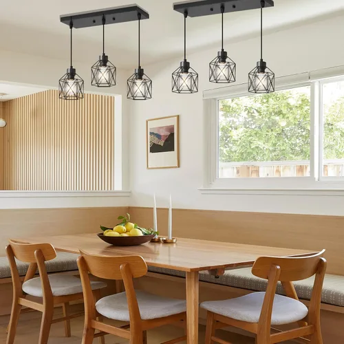 Miniatura 7 de Lámpara colgante de 3 luces, lámpara colgante de isla de cocina de granja, iluminación colgante industrial para comedor, dormitorio, pasillo