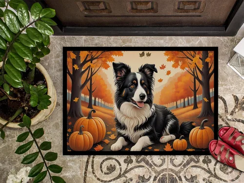 Miniatura 3 de Caroline's Treasures DAC1022JMAT Border Collie - Tapete de otoño para interiores o exteriores, 24 x 36 pulgadas, tapete para puerta delantera