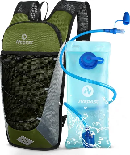 Nepest Mochila de hidratación con bolsa de agua de 2 L para ciclismo, mochila de agua para senderismo, correr, mochila de hidratación ligera | 2L