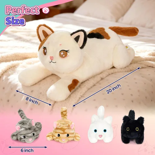 Miniatura 4 de Onsoyours Original 5 piezas de animales de peluche de gato con bebés adentro, peluche Kawaii Kiity con mamá y 4 gatitos - Lindos juguetes de peluche