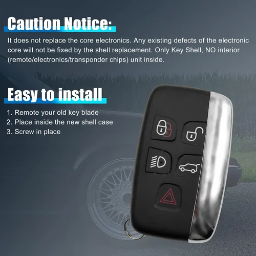 Miniatura 6 de uxcell Funda de repuesto para llave de coche KOBJTF10A para Range Rover Discovery 4 negro 5 botones