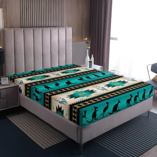 Miniatura 7 de Juego de sábanas bajeras de canguro para niños y niñas, sábanas aztecas nativas del suroeste, decoración de ropa de cama de tribu bohemia