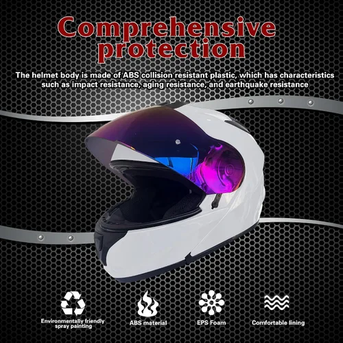 Miniatura 8 de KRN Casco de motocicleta para adultos, casco modular abatible aprobado por DOT, casco de carreras callejeras con visera de color y pasamontañas